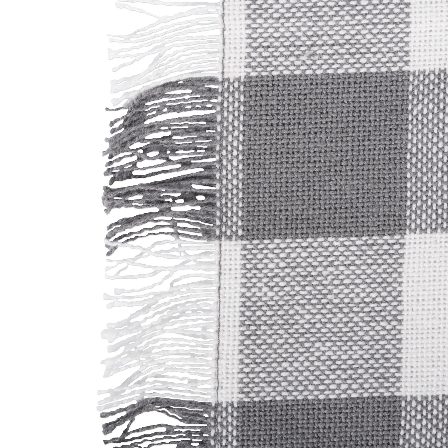 DII FRINGED MT CHECK S/6 GRAY, Cotton, Placemat Set, 13x19, Grey, Placemat Set, 13x19" - Image 2