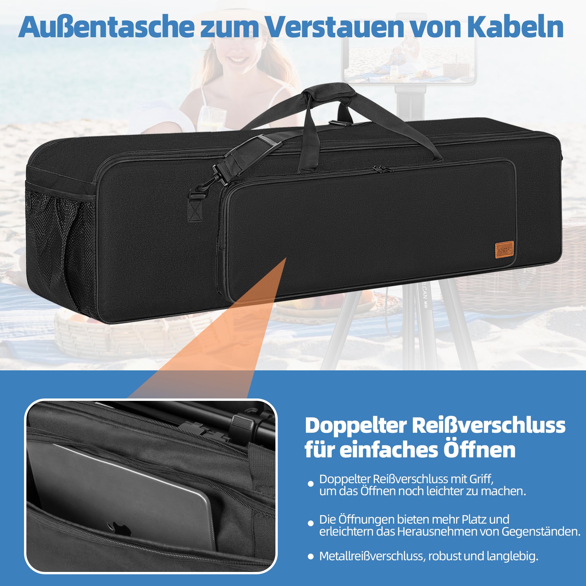 OUUTMEE Borsa portatile per treppiede, con tracolla, per treppiede, treppiede, treppiedi per luce, monopiede e altre attrezzature fotografiche, Nero , 80 x 21 x 21 cm/31,5“ x 8,3” x 8,3“, Borsa per