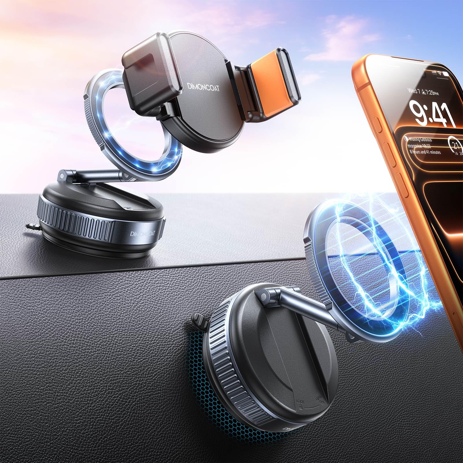 DIMONCOAT Upgraded Suction Pro Nano Gel Vacuum Magnetic Phone Holder for Your Car Magsafe Car Mount 3000gf Magnetic