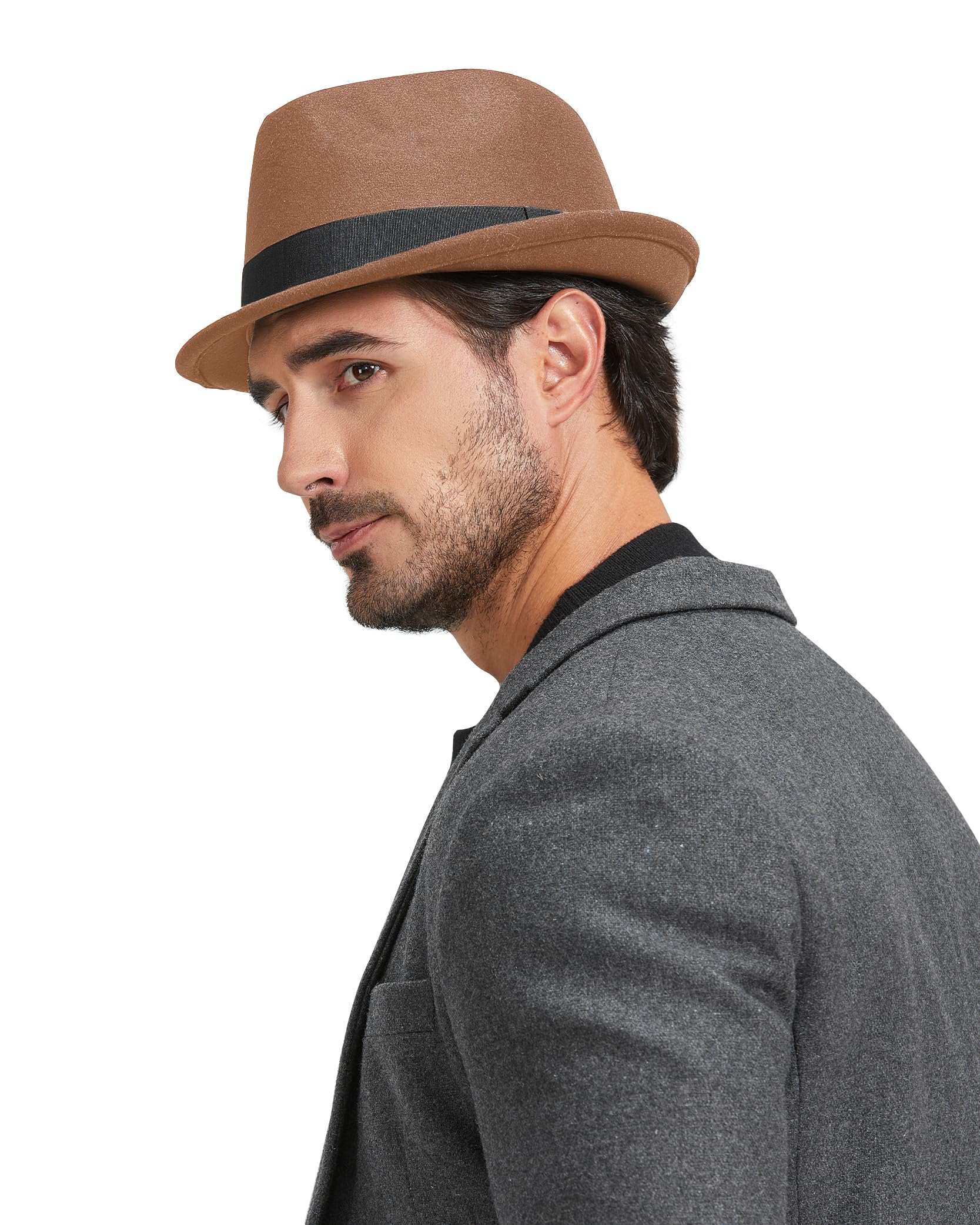 Zylioo S/M/L/XL/XXL Trilby Fedora Hut Filzhut Für Großen und Kleinen Kopf, Winter Gangster Bogarthut Mafiahut aus Filz
