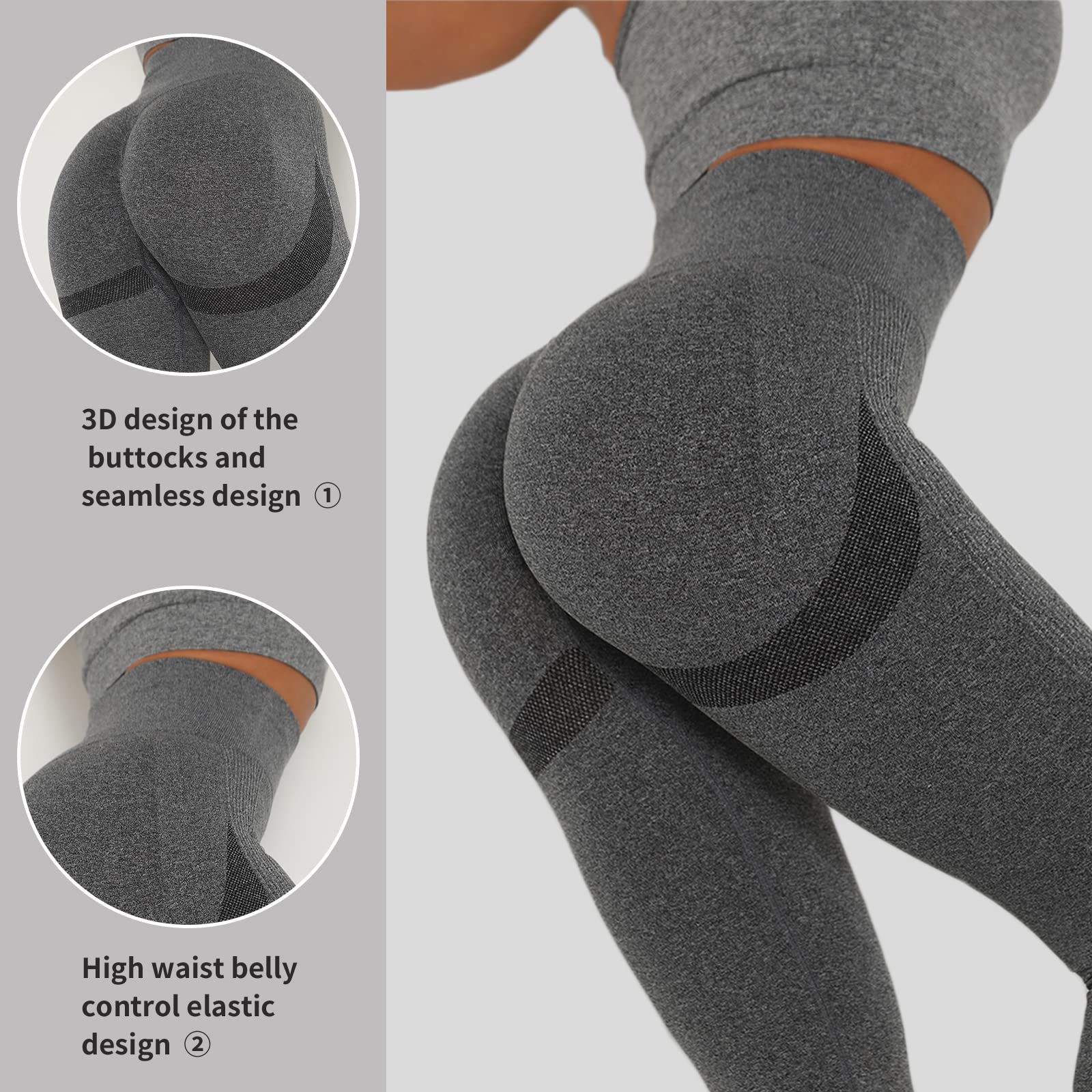 Merlvida Leggins Sportivi Donna Vita Alta Leggings Push Up Pantaloni Palestra Controllo della Pancia Anticellulite Pantacollant Opaco Elastici Tuta Collant Abbigliamento Sportivo Donna Yoga Fitness