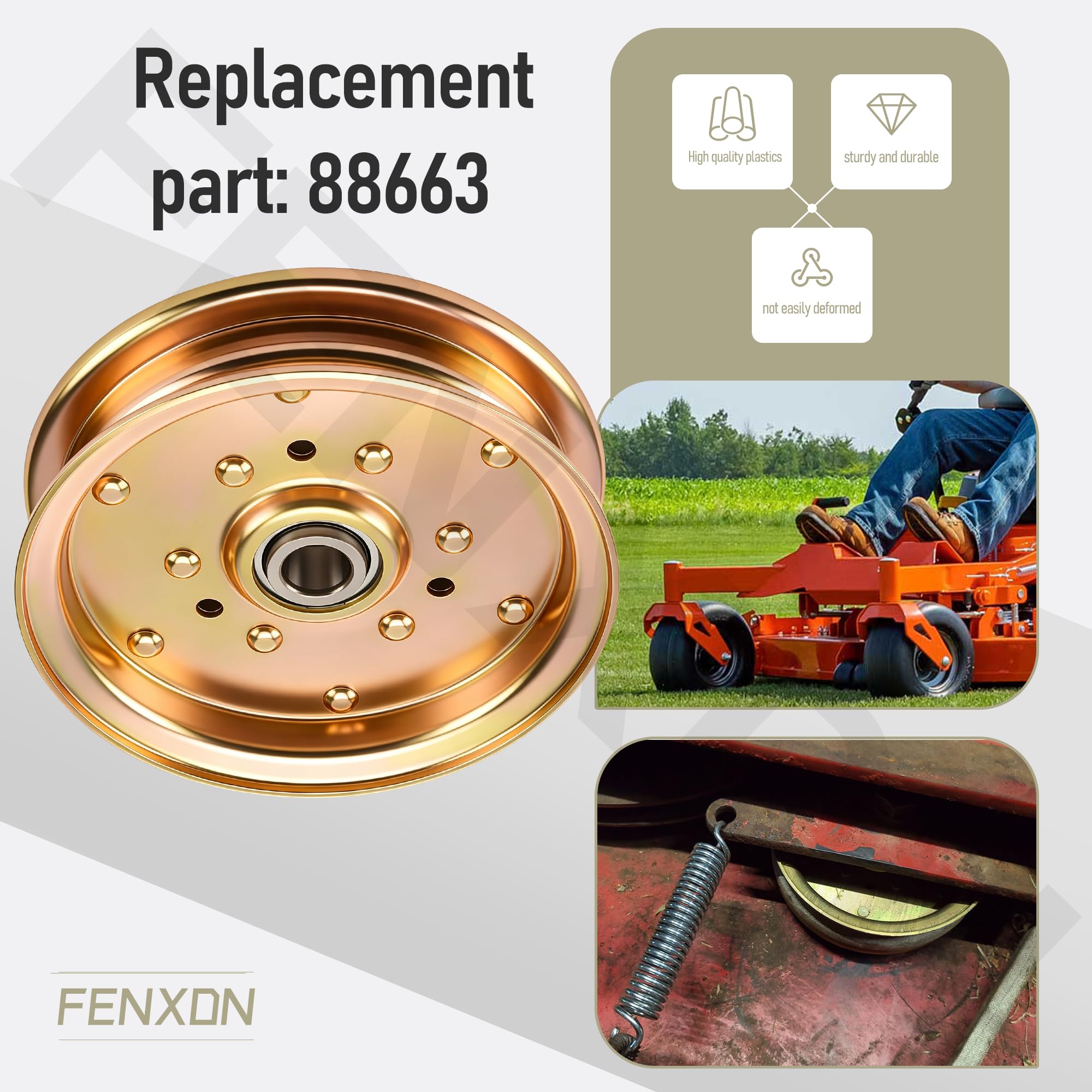 88663 - Polea tensora de repuesto compatible con cortacésped Bush Hog MTH600, RDTH72 – 5-3/4 pulgadas de diámetro; orificio de 5/8 pulgadas; ranura de correa de 1-1/16 pulgadas
