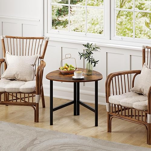 Miniatura 2 de Giantex Mesa auxiliar triangular, mesa auxiliar de madera con patas de metal, mesas decorativas para sofá, mesa de centro pequeña para sala de