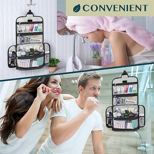 Miniatura 8 de PAVILIA Neceser colgante grande, bolsa de viaje para mujeres y hombres, organizador de cosméticos, bolsa de maquillaje resistente al agua,