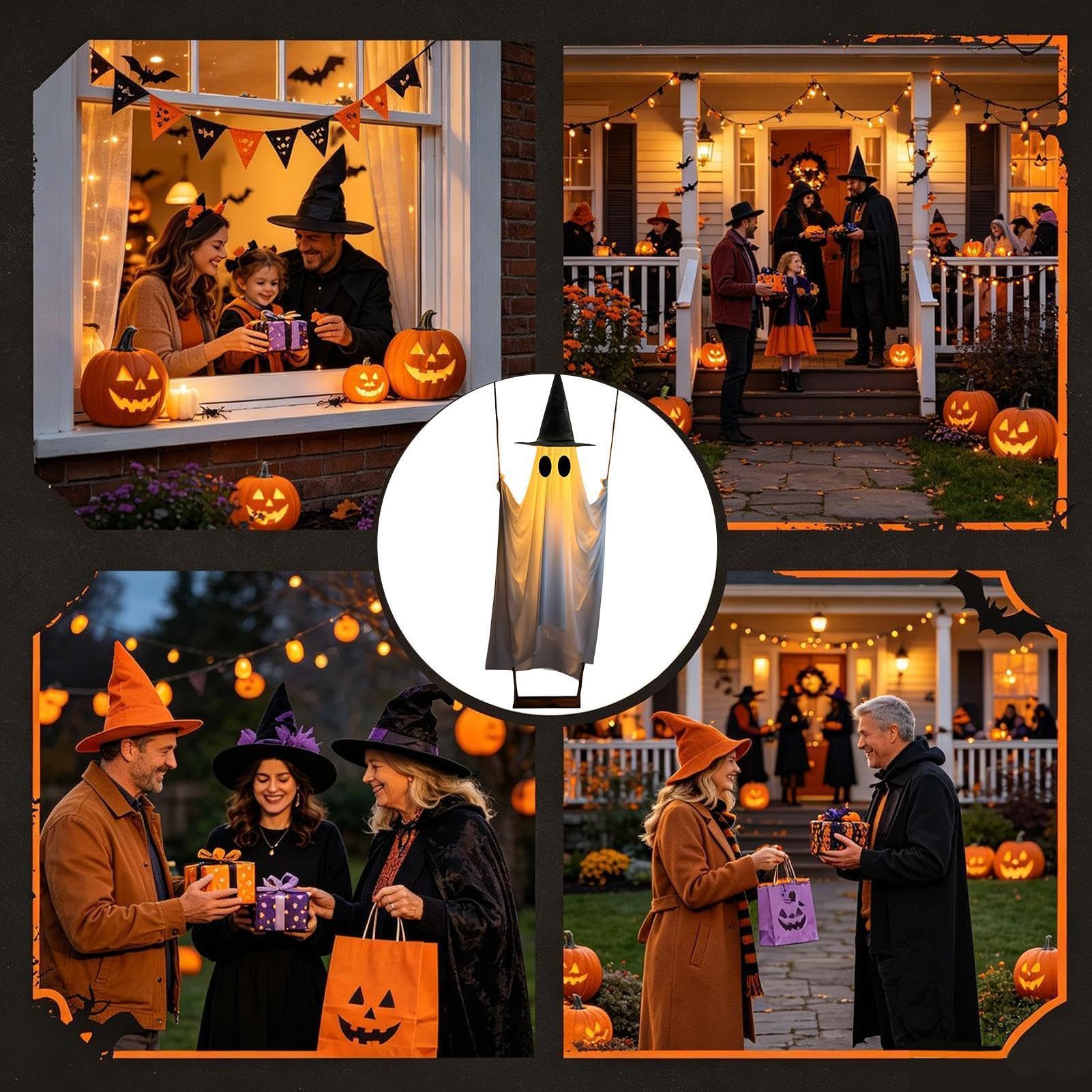 Halloween Podświetlany Duch Podświetlana Kołysząca Się Straszna Dekoracja