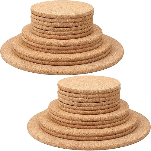 Patelai 24 posavasos de corcho, base de corcho redonda gruesa en blanco para copas de vino, bar en casa, cocina, restaurante, cafetería, fiesta de