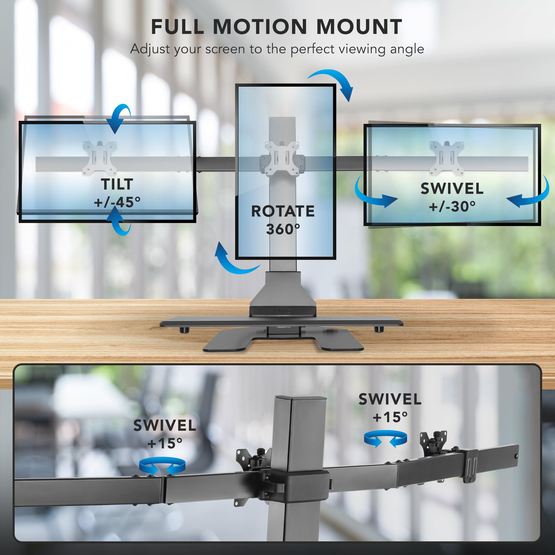 Amazon | Mount-It!トリプルモニター電動スタンディングデスク
