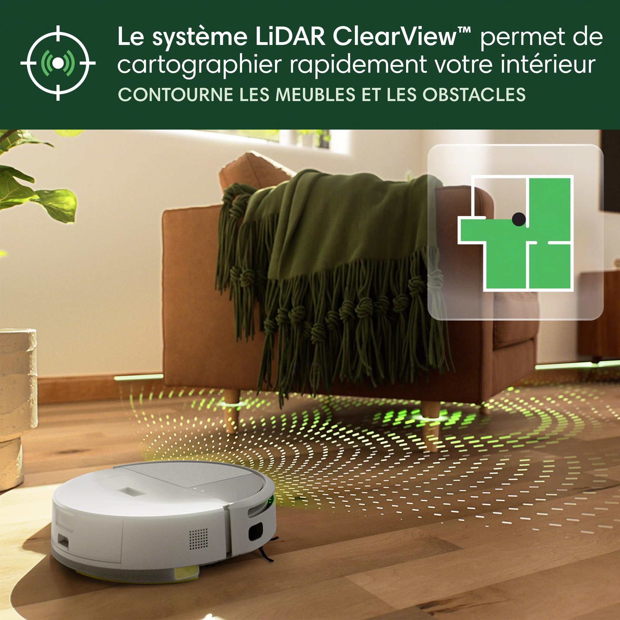 iRobot Roomba 205 DustCompactor Combo Robot - Compacte automatiquement Les débris à l’intérieur du robot jusqu'à 60 Jours - Sans sac - Clearview LiDAR - 7KPa - Se Recharge et reprend Le Travail -Blanc