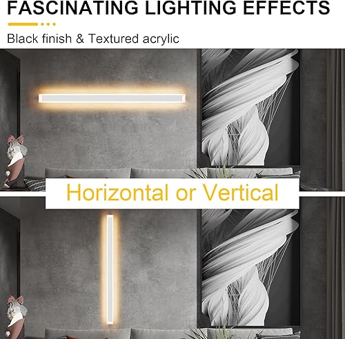 Vista 59 de Paquete de 2 luces para exteriores, moderna lámpara de pared para exteriores, tira larga, aplique de pared LED IP65, luz cálida antioxidante, 3000