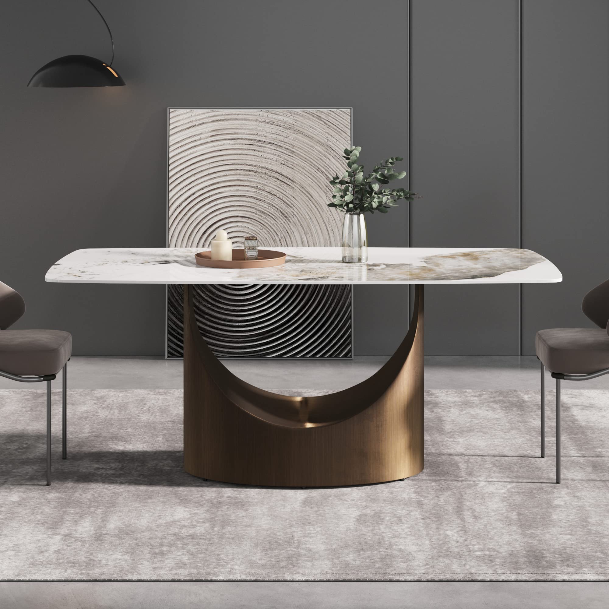 Amazon.com - Modern Dining Table, Antique White Sintered Stone