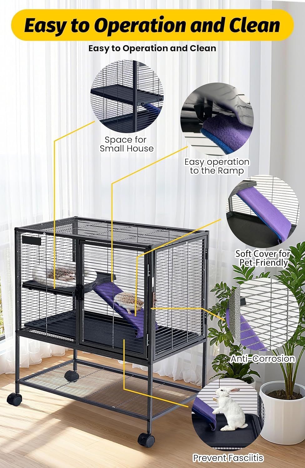 Kleintierkäfig, Käfige Laufställe Hamsterkäfig Mit Treppen Abnehmbarer Rampe,Nagerkäfig Meerschweinchen Häuschen Hasenhaus Ideal Für Frettchen, Chinchillas, Meerschweinchen Und Hamster Kaninchen