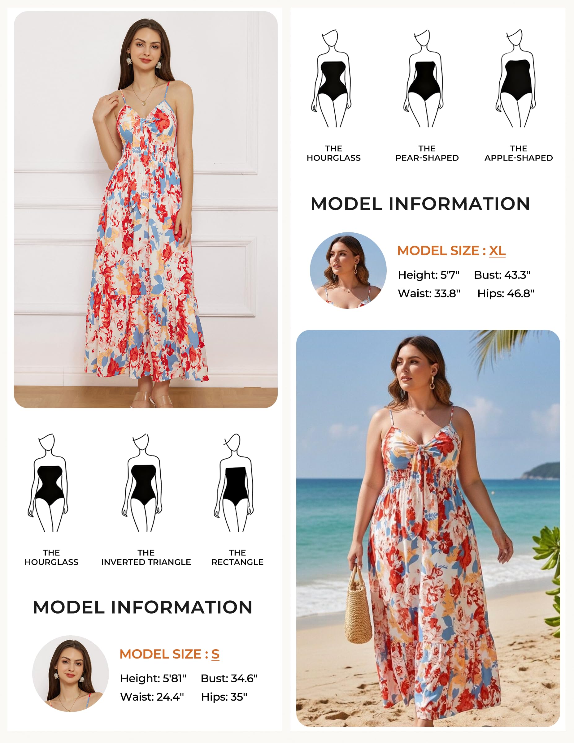 GRACE KARIN Maxi abito estivo da donna 2025, motivo floreale, con laccetto frontale, casual, bohémien, da spiaggia, con tasche