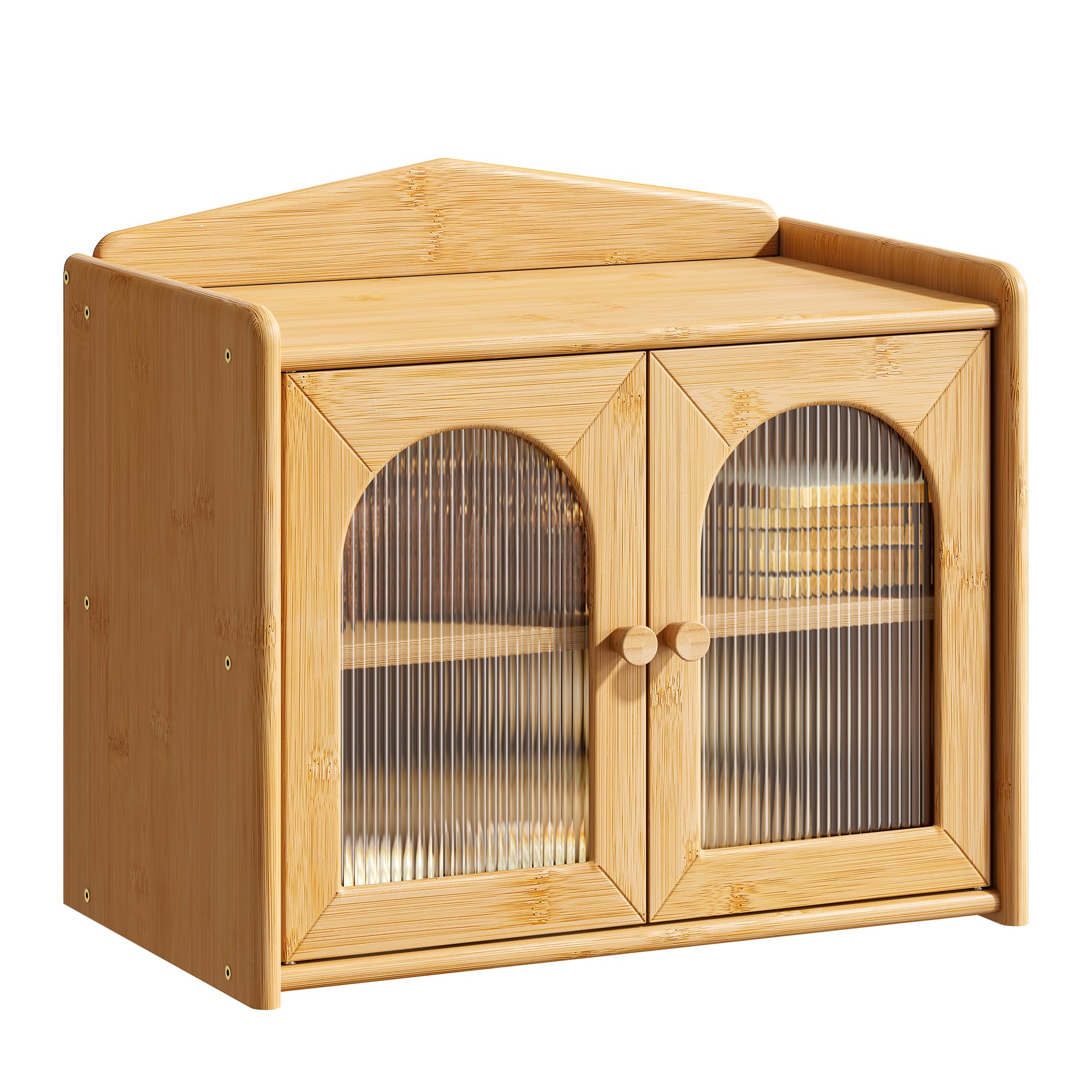 GHWIE Bread Box for Kitchen Countertop Large Bread Box Farmhouse Bread Container Bread Storage with Window Bread Holder (Natural, Large)