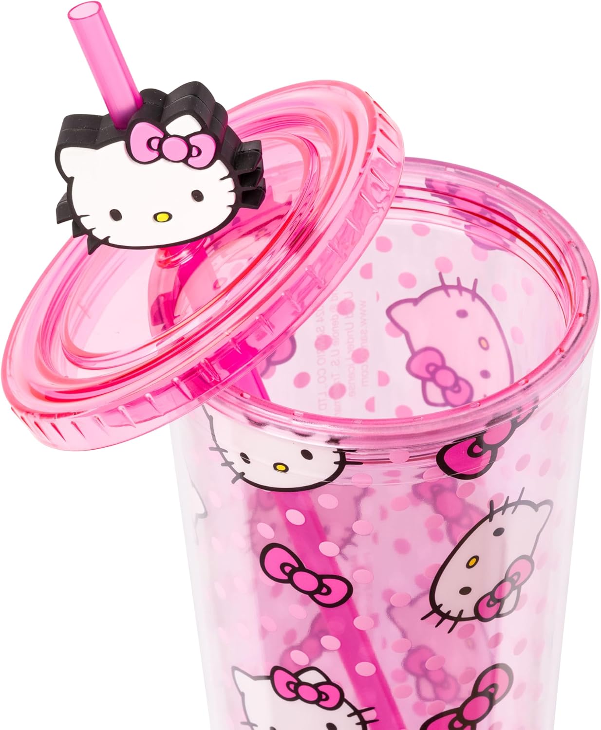 Silver Buffalo Sanrio Hello Kitty Plastic Cold Cup with Lid and Straw Topper, 24 Ounces - Image 4