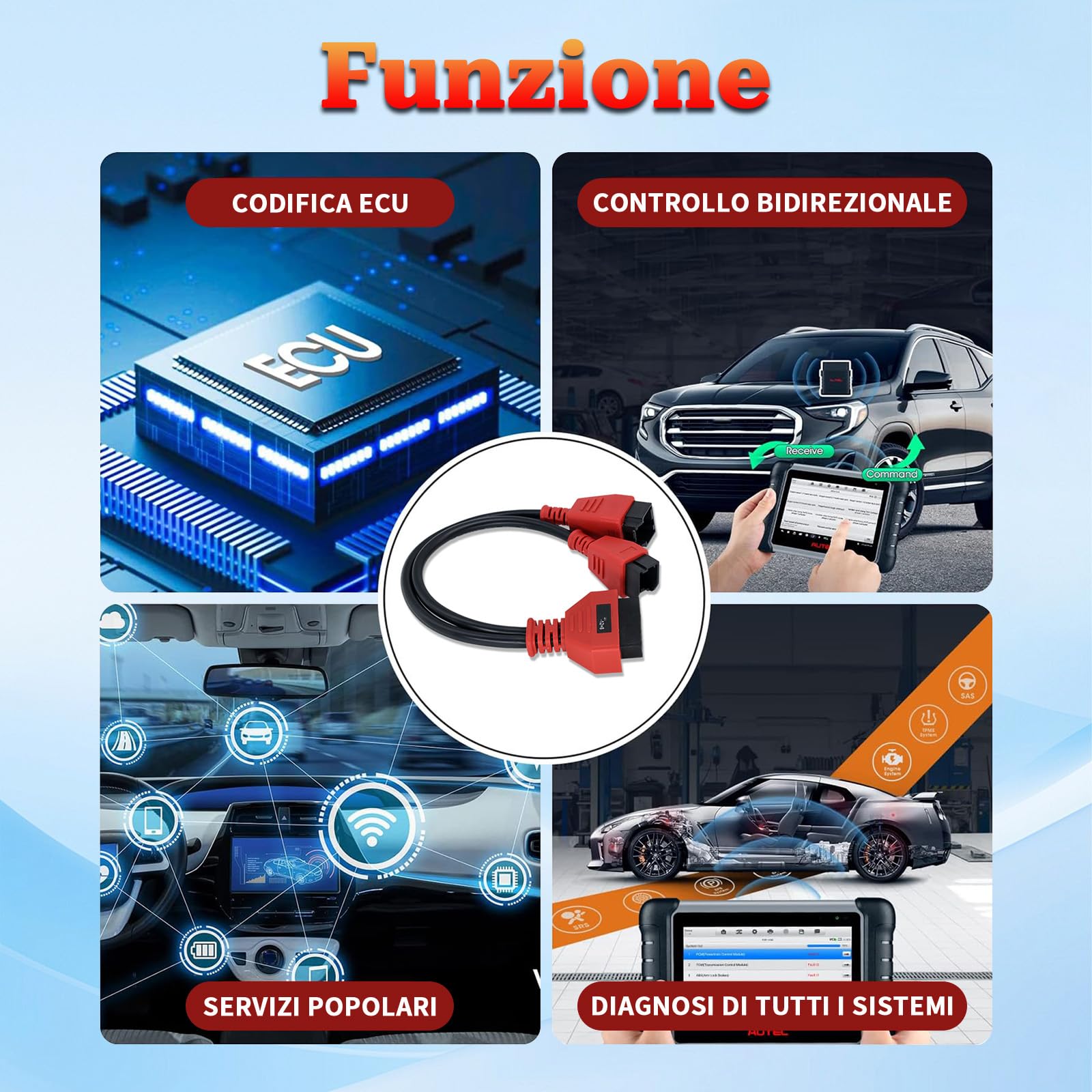 FCA 12+8pin cavo di raccordo OBD2 per la sicurezza del cavo, adatto a Chrysler/Jeep/Fiat/Alfa Romeo/Lancia/Maserati SGW dotato di veicoli FCA dopo il 2018, lavora con scanner obd per la programmazione