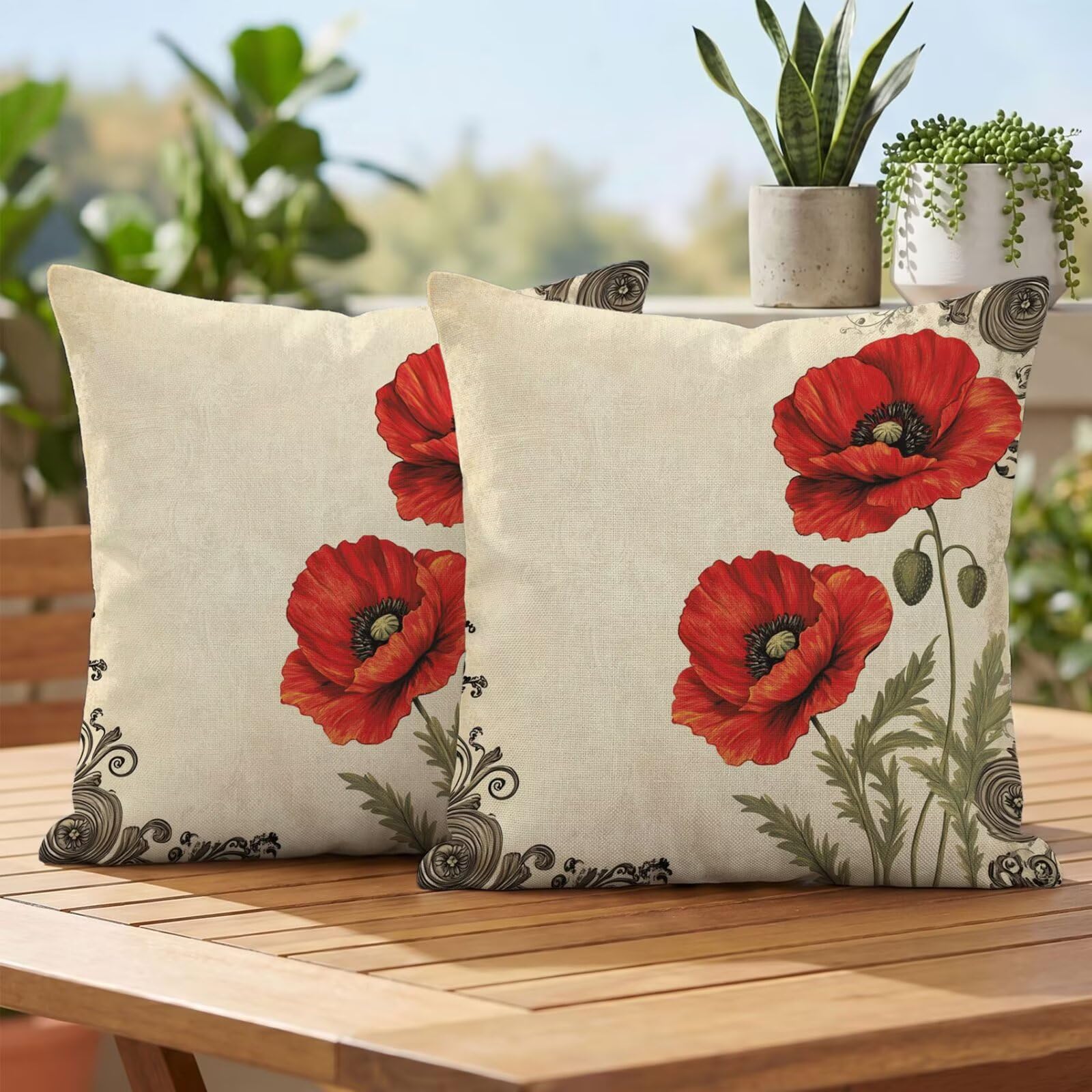 Housses de coussin en lin imperméable 60x60 cm crème décoratives de haute qualité