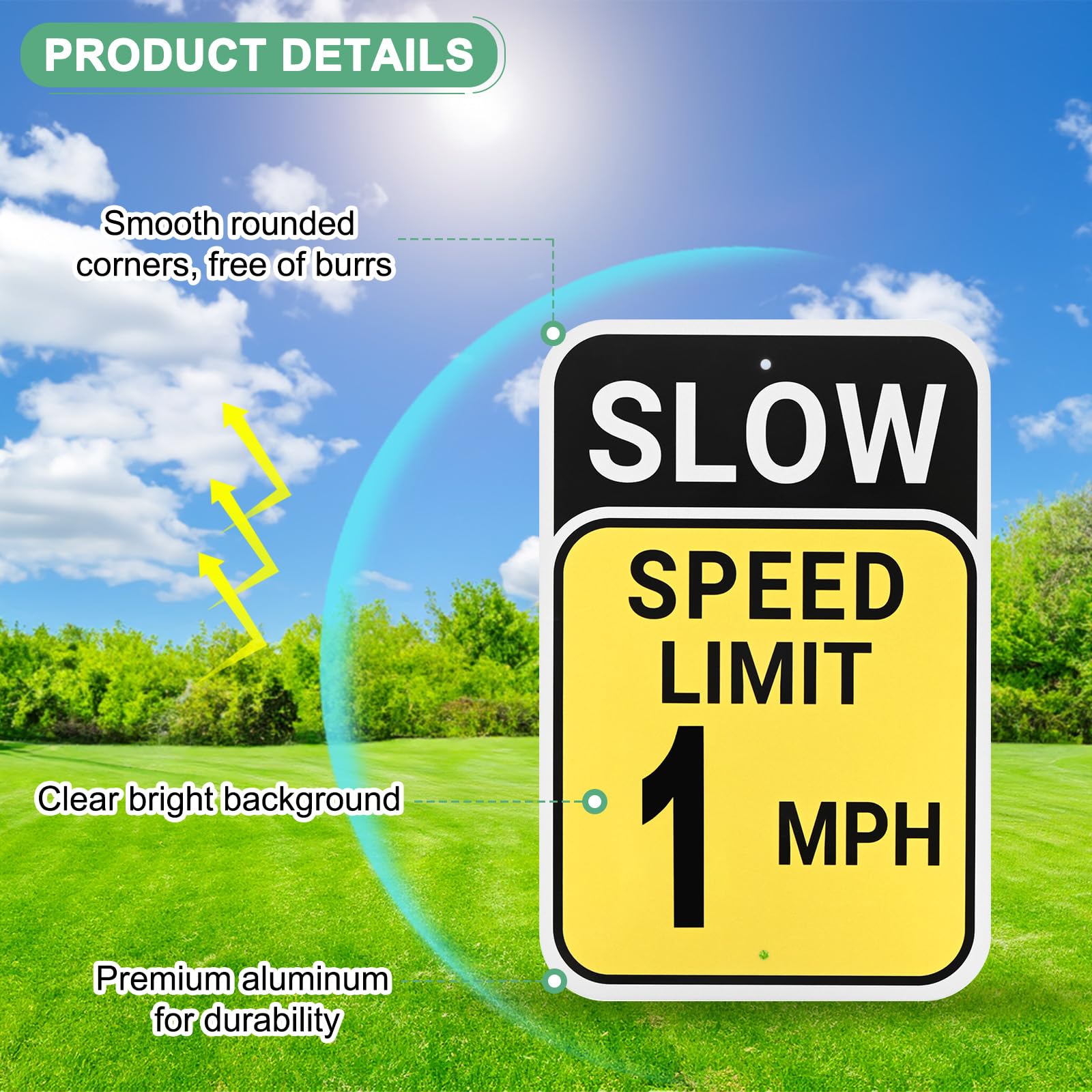 M METERXITY 2-Pack Speed Limit 1 MPH Sign - Image 2