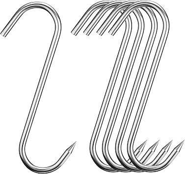 10 Inch Meat Hooks 5 PCS, Butcher Hooks Stainless Steel 10MM Diameter