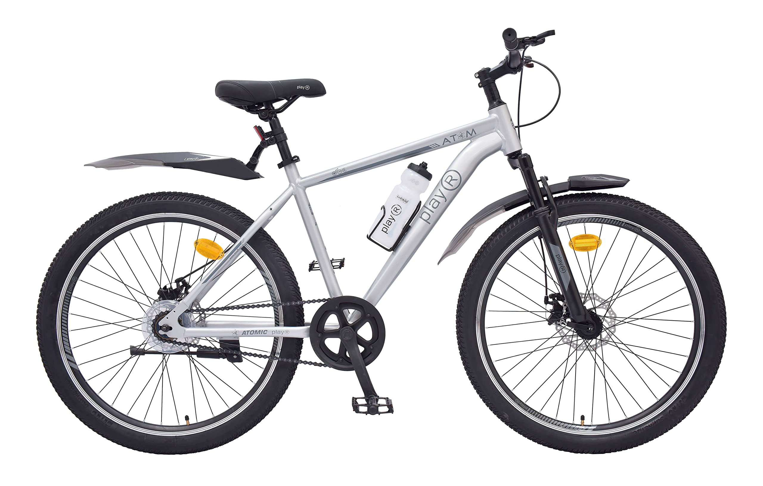playR Atom 26 Inch Alloy - Single Speed Bicycle - Front Wheel Suspension, Front & Rear Disc Brakes, Durable, Heavy Duty City & Outdoor Cycle for Men & Women All Season-image-17
