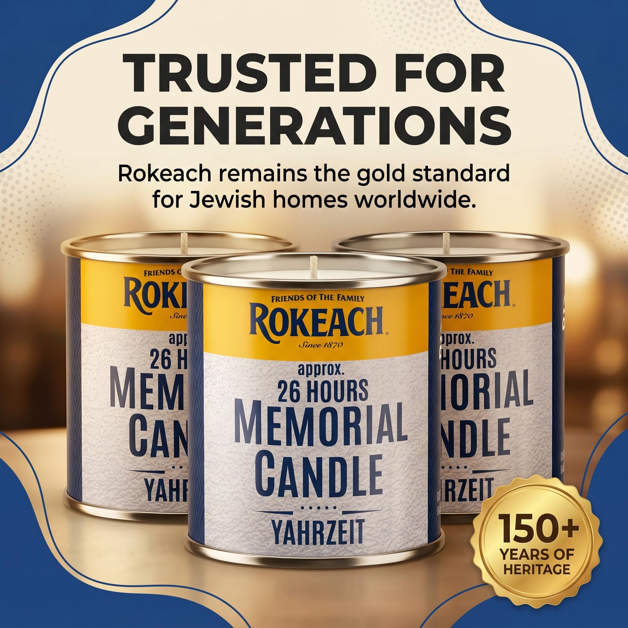 Rokeach 24-godzinne świece blaszane Yahrzeit Memorial (48 sztuk) jednodniowe świece do szklanki Yizkor, Jom Kippur, święta, pogrzeb i światło Neshamy, wykonane w 100% z wosku parafinowego