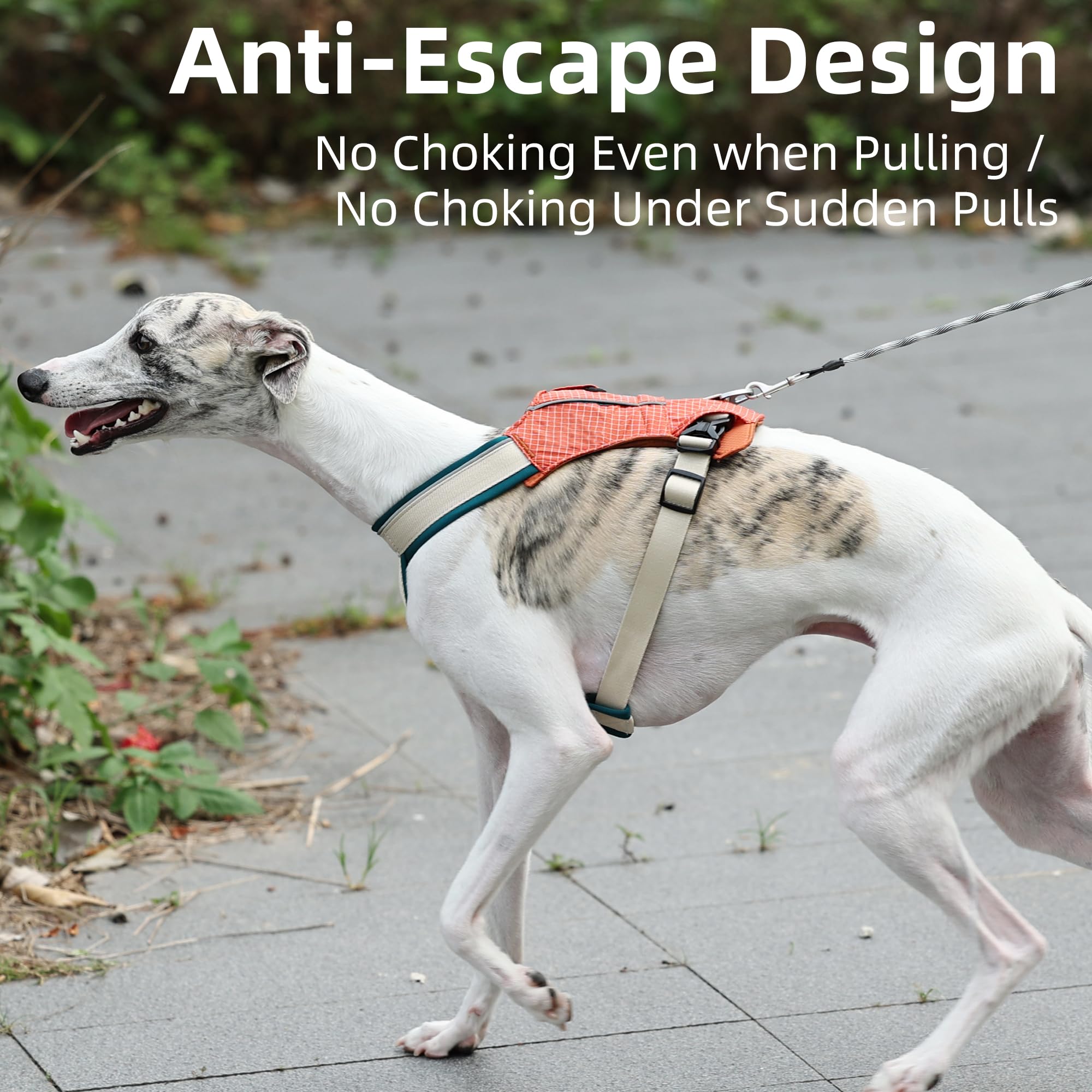 Pettorina per cani imbottita riflettente, sicura per il collo, leggera, regolabile, anti-fuga, anti-tiro, con tasca per borsa portaoggetti, per razze di cani da piccola a XL (grigio viola, XL