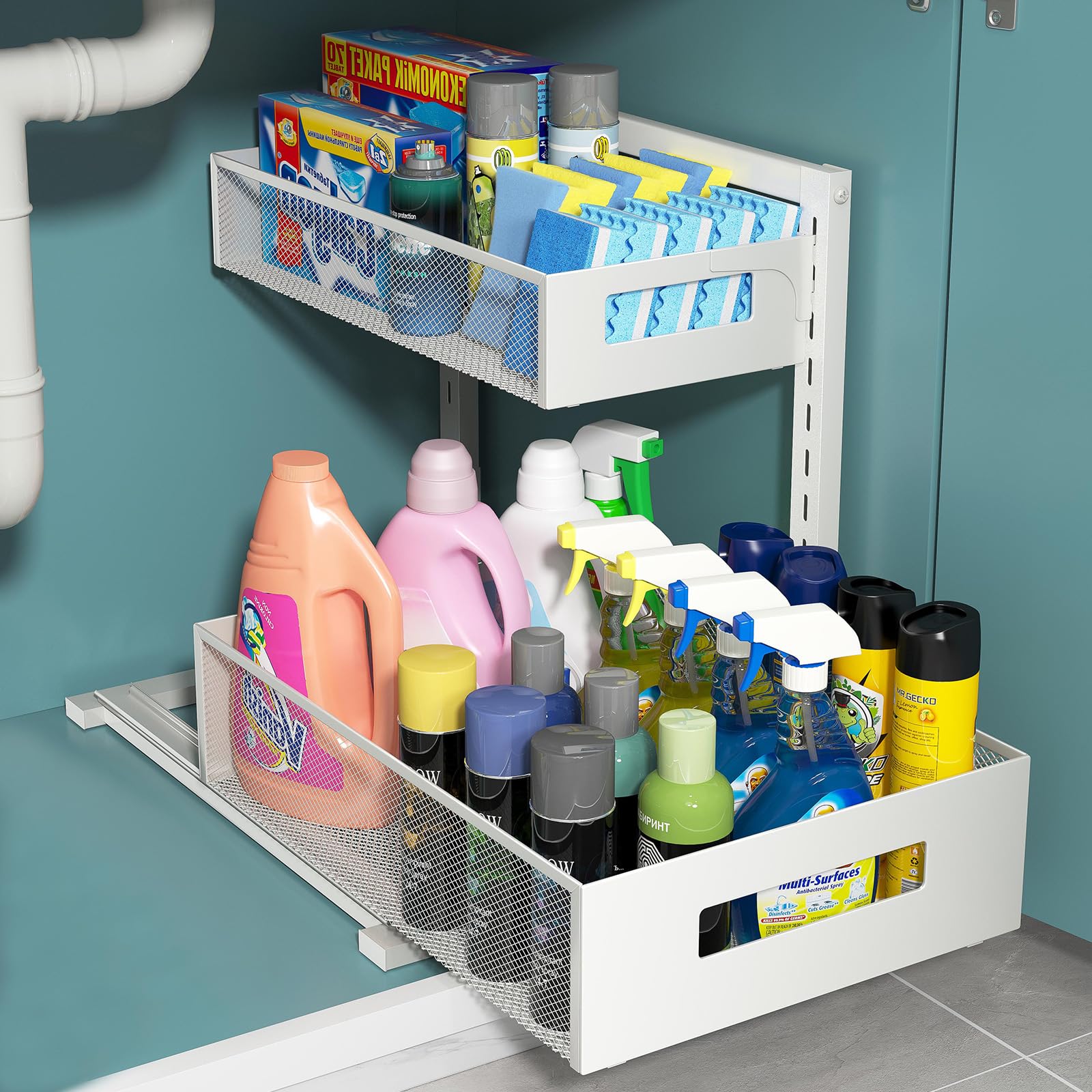 TISTAYA Pull-Out Under Kitchen Sink Organizer Metal