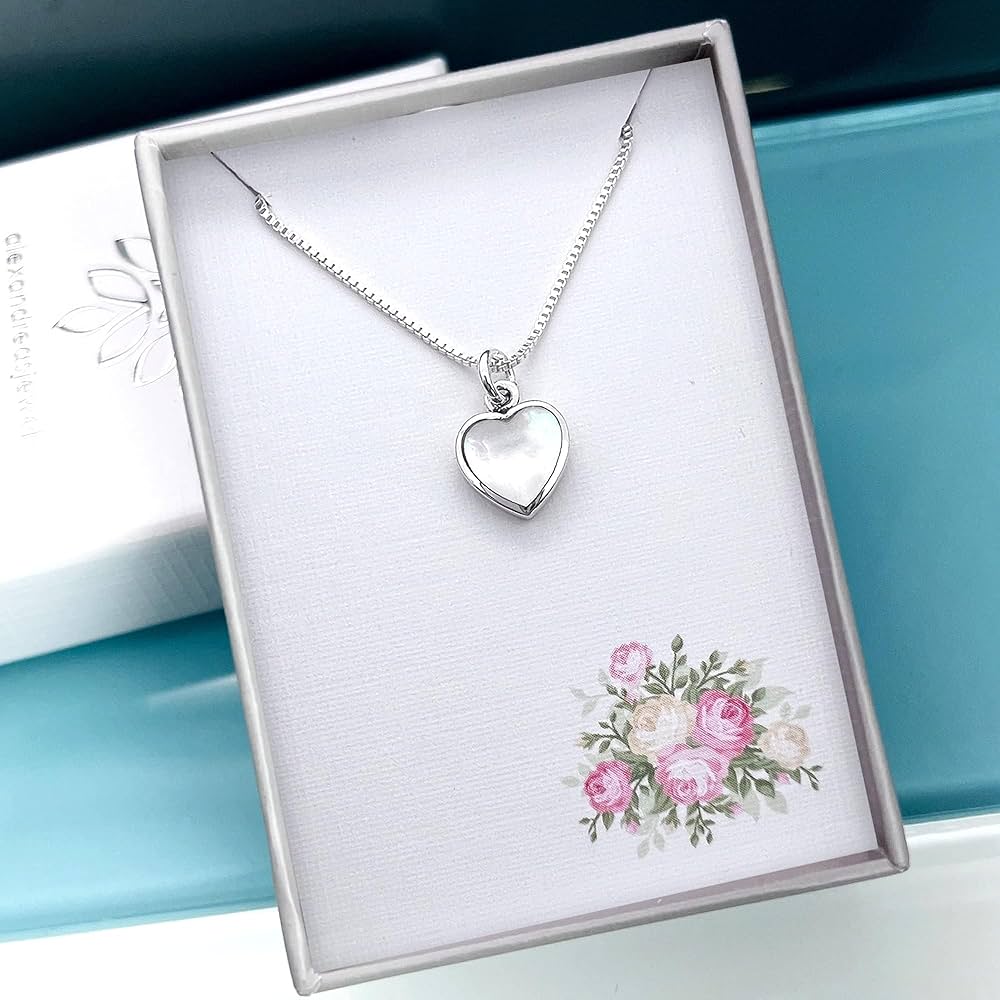 ■ENGBROX■ silver925 buddy heart pearl necklace EBNL25009 Amazon.com: Sterling Silver Heart Necklace, Mother of Pearl