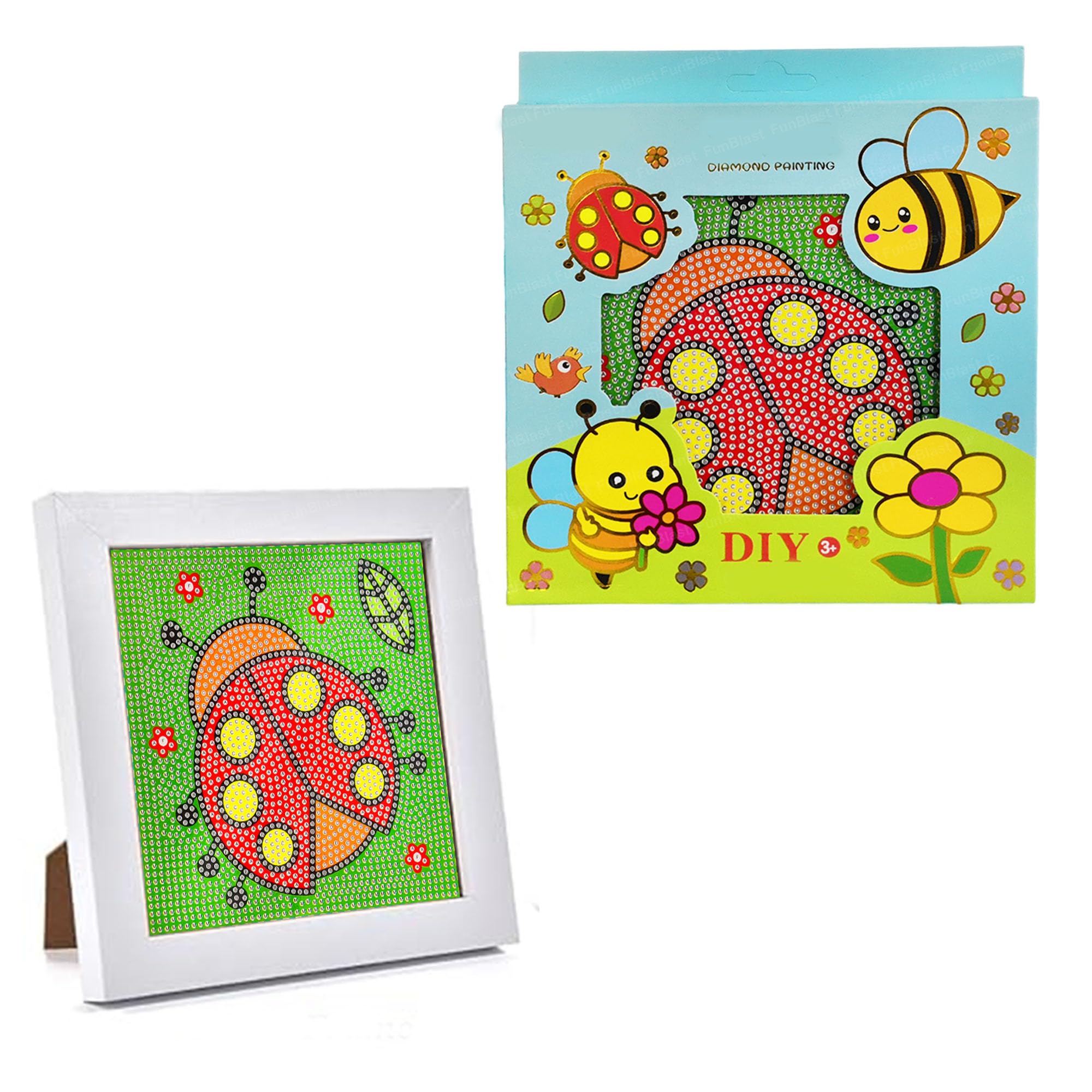 FunBlast Diamond Painting Kit for Kids With Frame & Tools - 17 X 17 Cm 5D Cartoon Set, DIY Art & Craft Materials (Design-C)-image-48