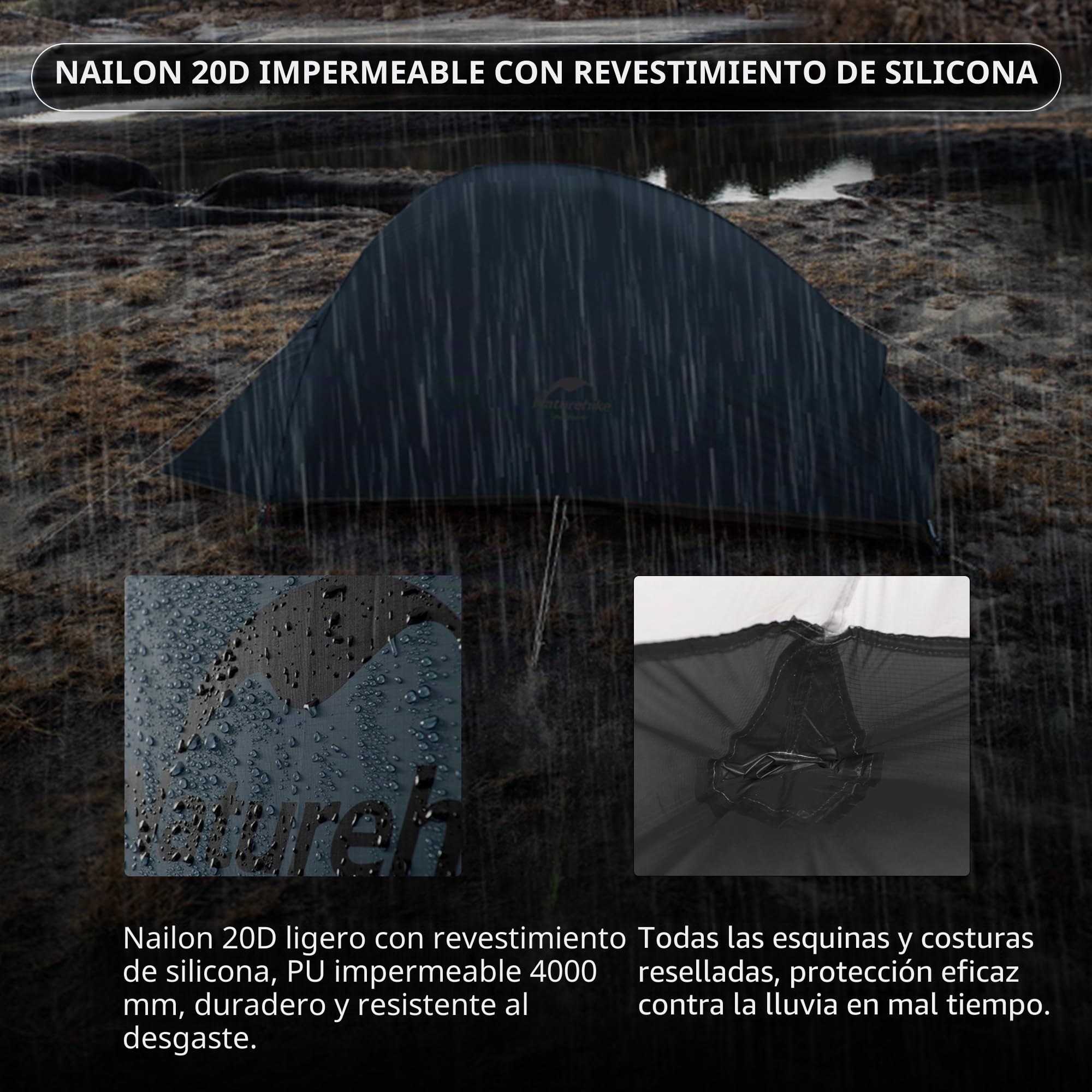 Naturehike Cloud up 1 Persona Carpa para Mochileros para Carpa de Cúpula Ligera para Acampar y Senderismo para 1 Hombre (Azul Marino)