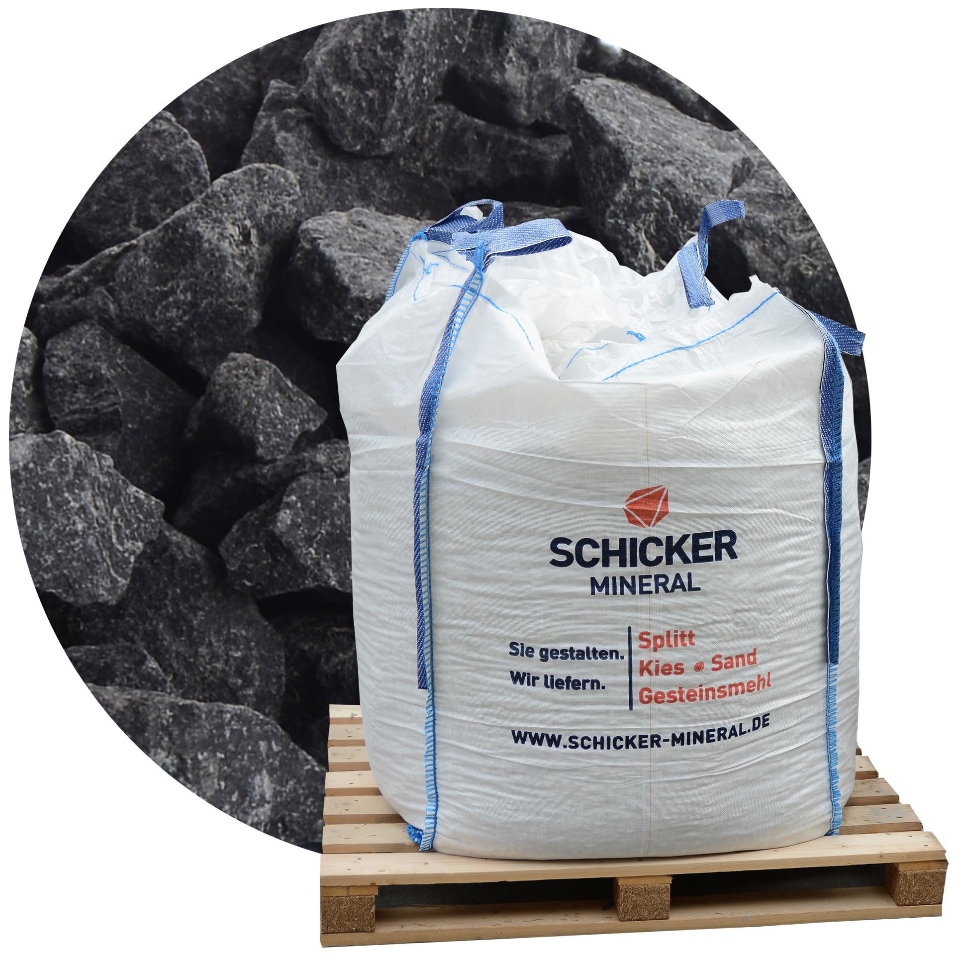 Schicker Mineral Basalt Ziersplitt anthrazit 8-16 mm 1000 kg Big Bag