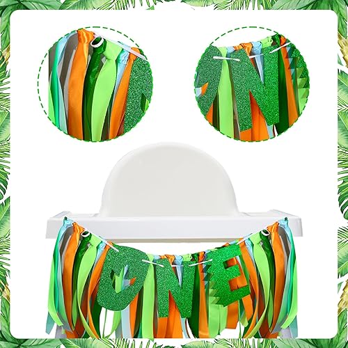 Miniatura 6 de Decoraciones de dinosaurio para el primer cumpleaños de niño  Telón de fondo de rugido, pancarta mensual de dinosaurio para fotos, decoración de