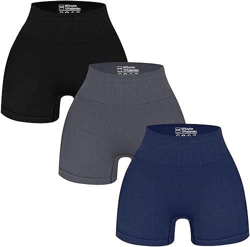 GAYHAY 3 Pack Biker Shorts with Pockets for Women - 8" 5" High Waist Biker Shorts for Workout Yoga Running Gym