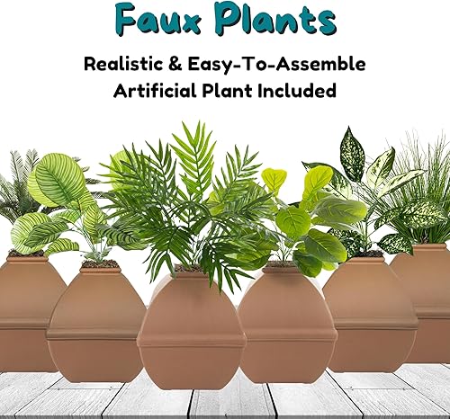 Miniatura 157 de Good Pet Stuff Kit original de caja de arena oculta y forro reutilizable, maceta redonda cerrada con plantas artificiales, sistema de filtro de olor