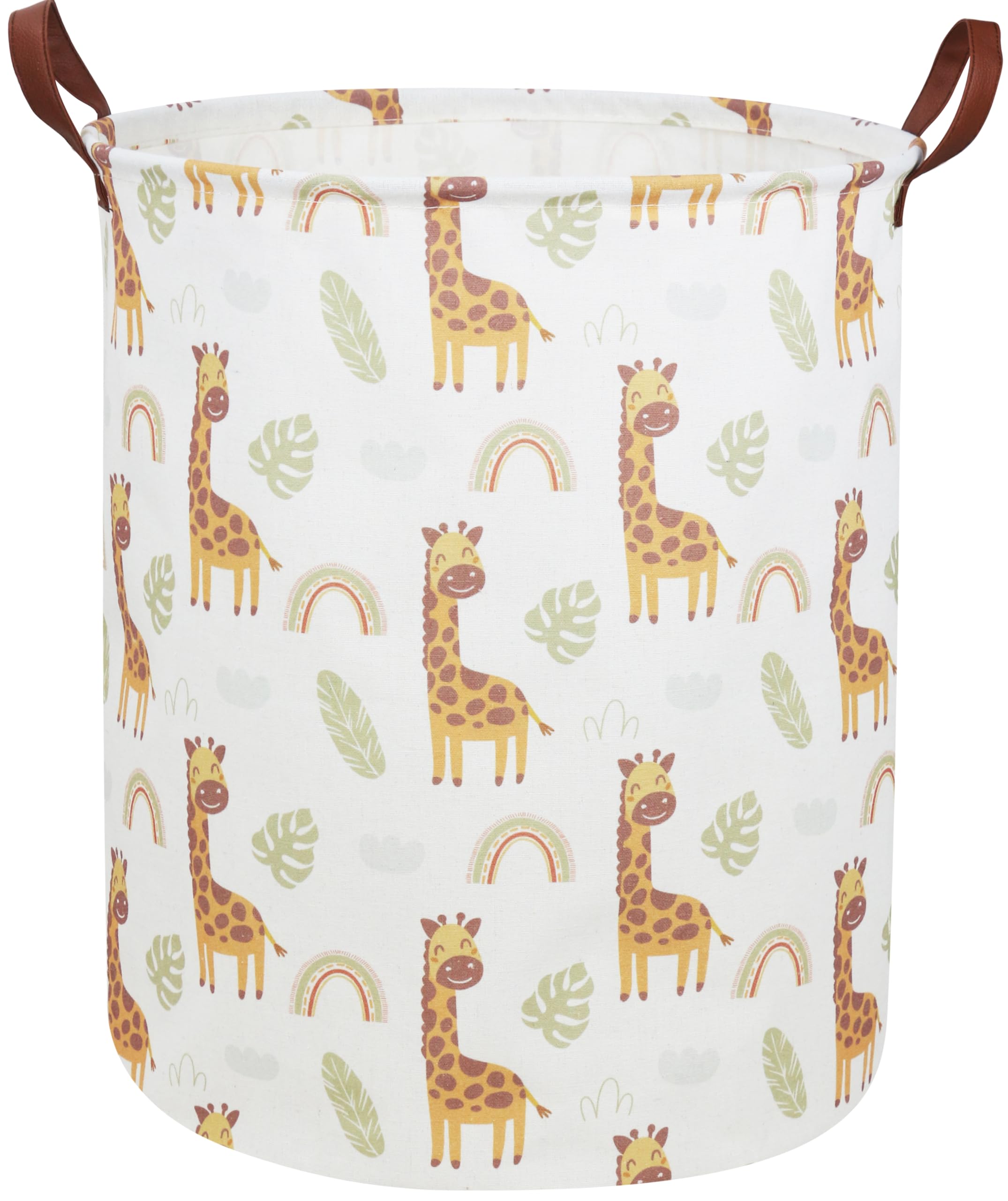 ESSME Laundry Hamper,Giraffe Hamper Collapsible Canvas Waterproof Animal Storage Bin,Gift Baskets,(Giraffe)