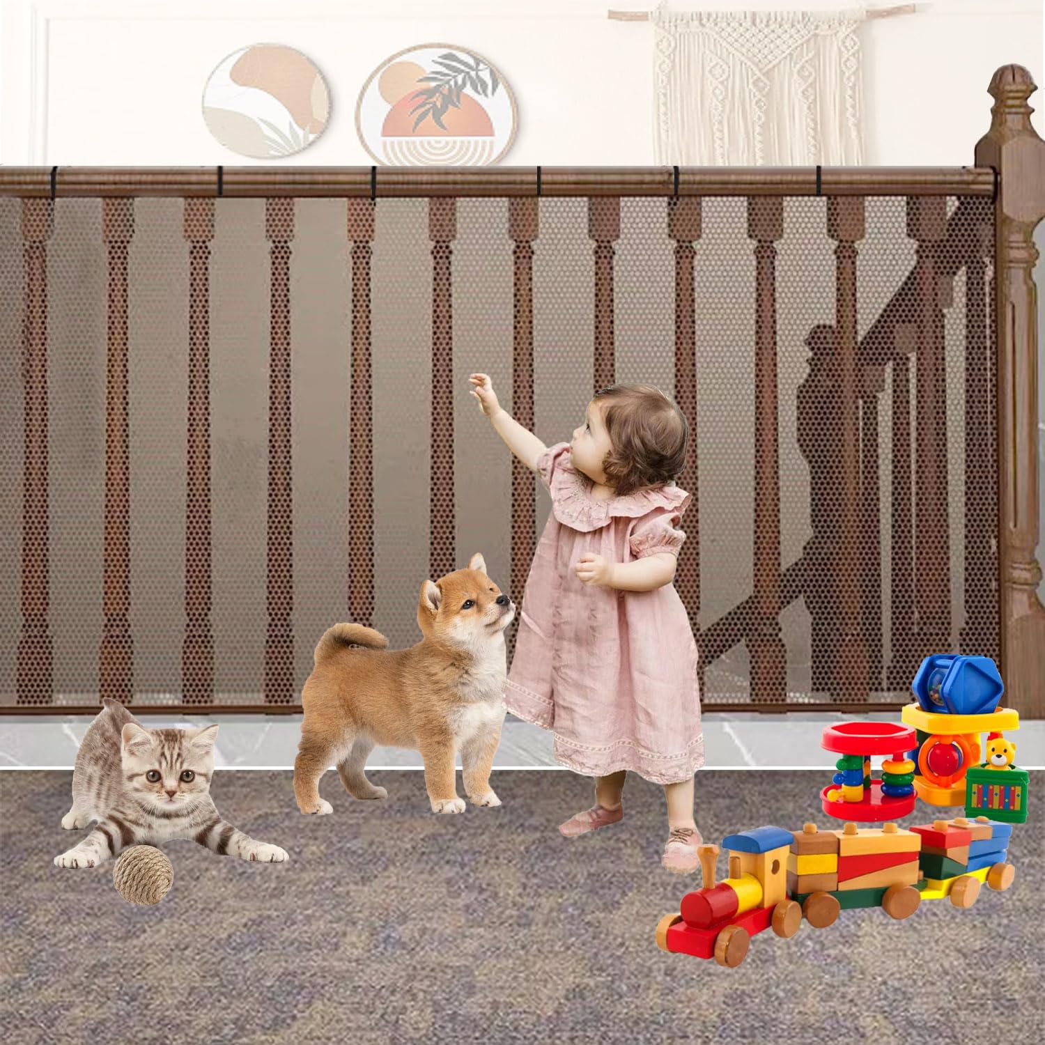 Amazon.com: Balcony Safety Net for Kids Banister Guard-13ft