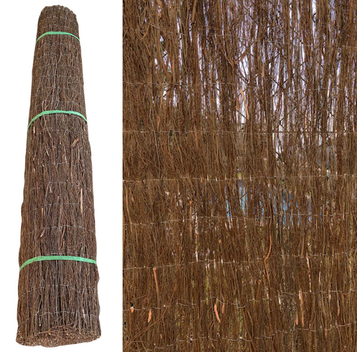 PAL | Rollo Brezo Natural Color marrón Oscuro. Rollo Brezo ecológico 2 m Altura por 3 m Longitud (1- Rollo Brezo)