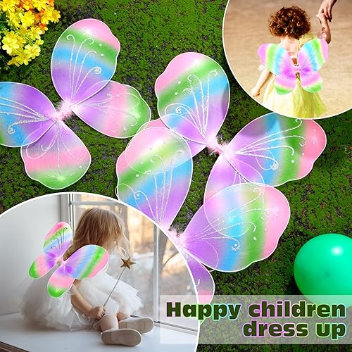 Miniatura 9 de Alas de hada, alas de mariposa, alas de ángel, disfraz de hada, alas de princesa para bebés, niñas y niños, disfraz de cumpleaños (color lindo)