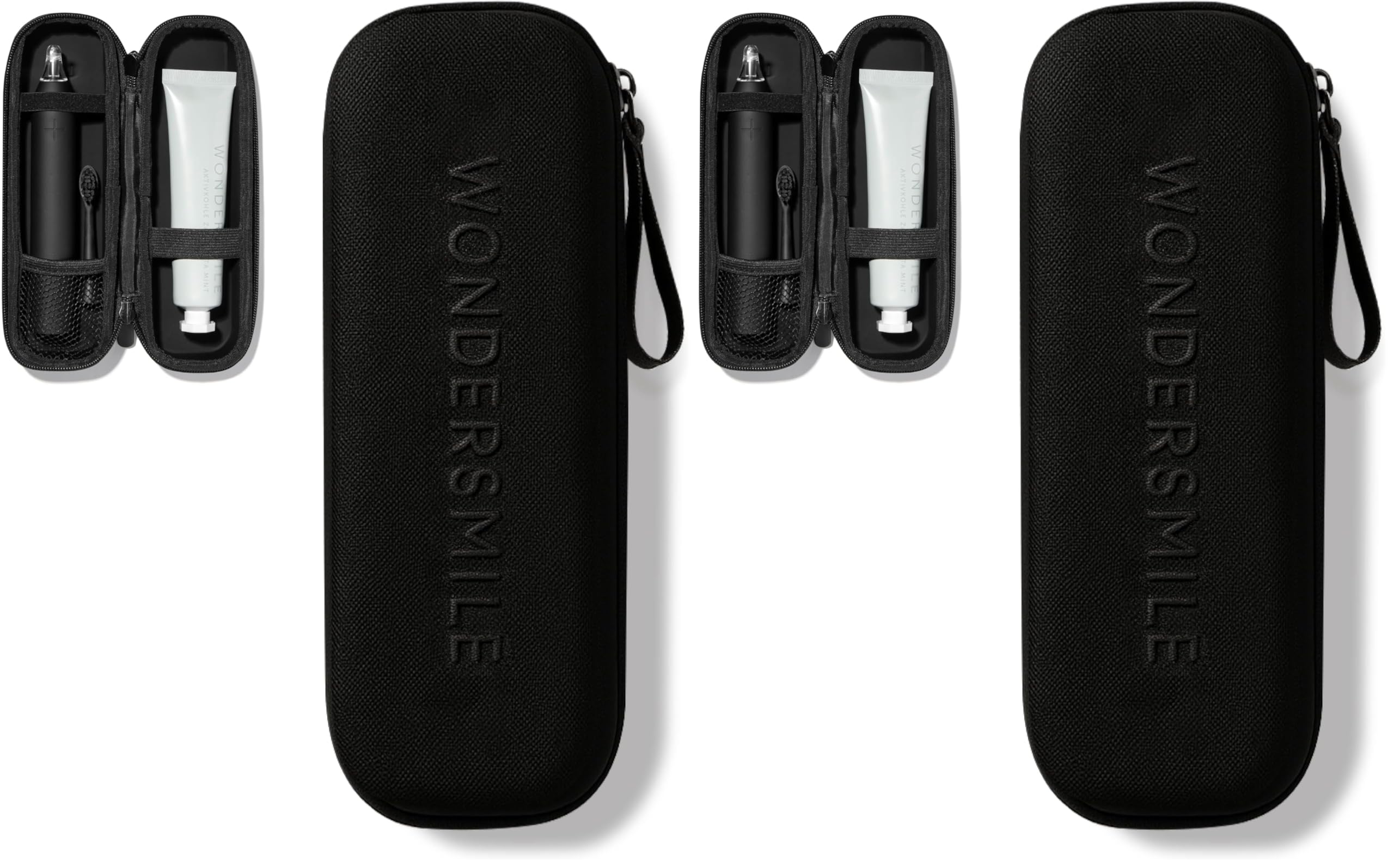 WonderSmile® Premium Reiseetui für Schallzahnbürste – Der ultimative Schutz für unterwegs - stabile wasserfeste Hartschale (Black) (Packung mit 2)