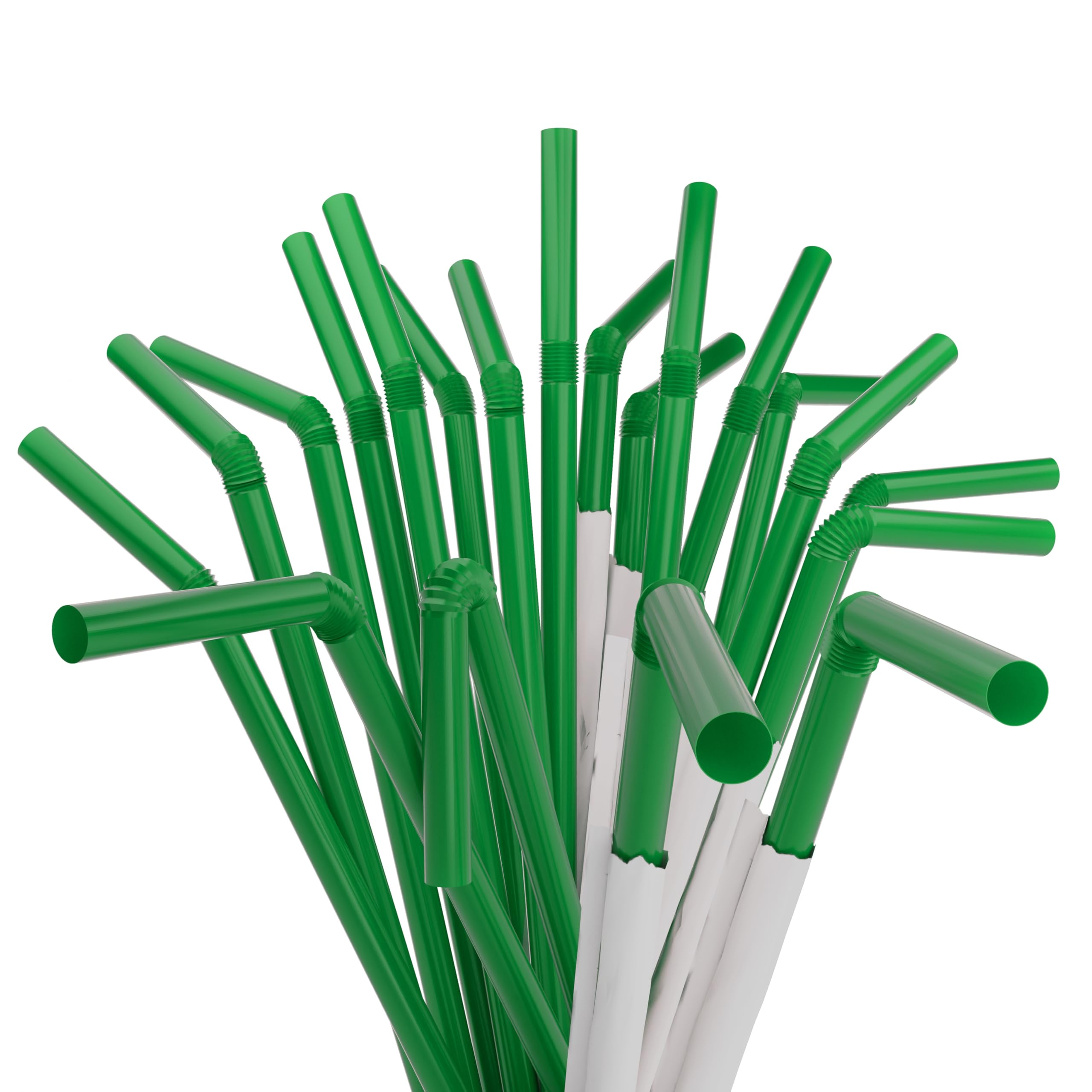 Paper Wrapped Plastic Flexible Drinking Straws - 7.75" x 0.23" (250, Green)