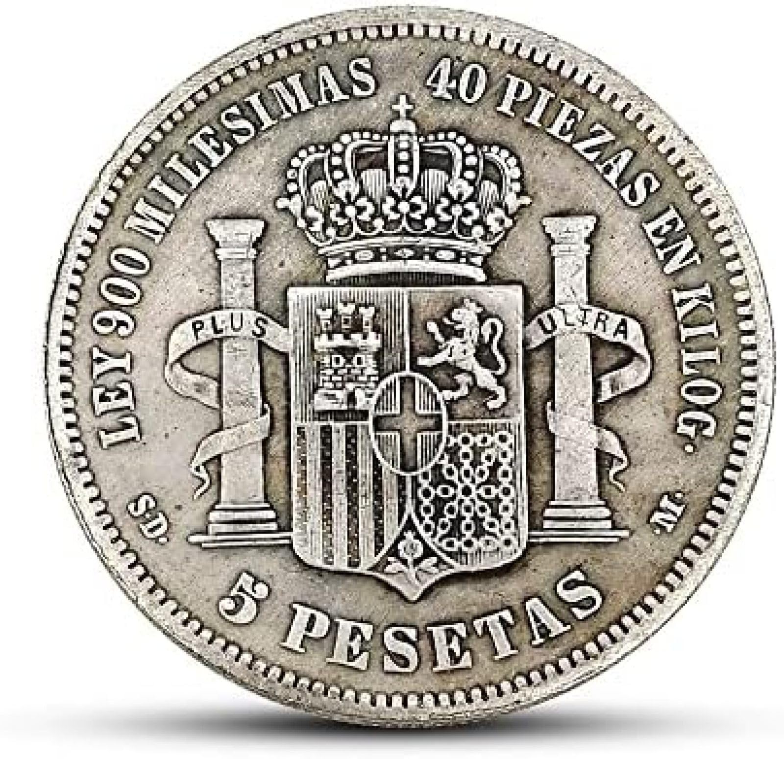 18 Juego Completo De Monedas De Plata Españolas De 5 Pesos 1869-1899 Retrato Grabado Monedas Extranjeras Antiguas, 1869