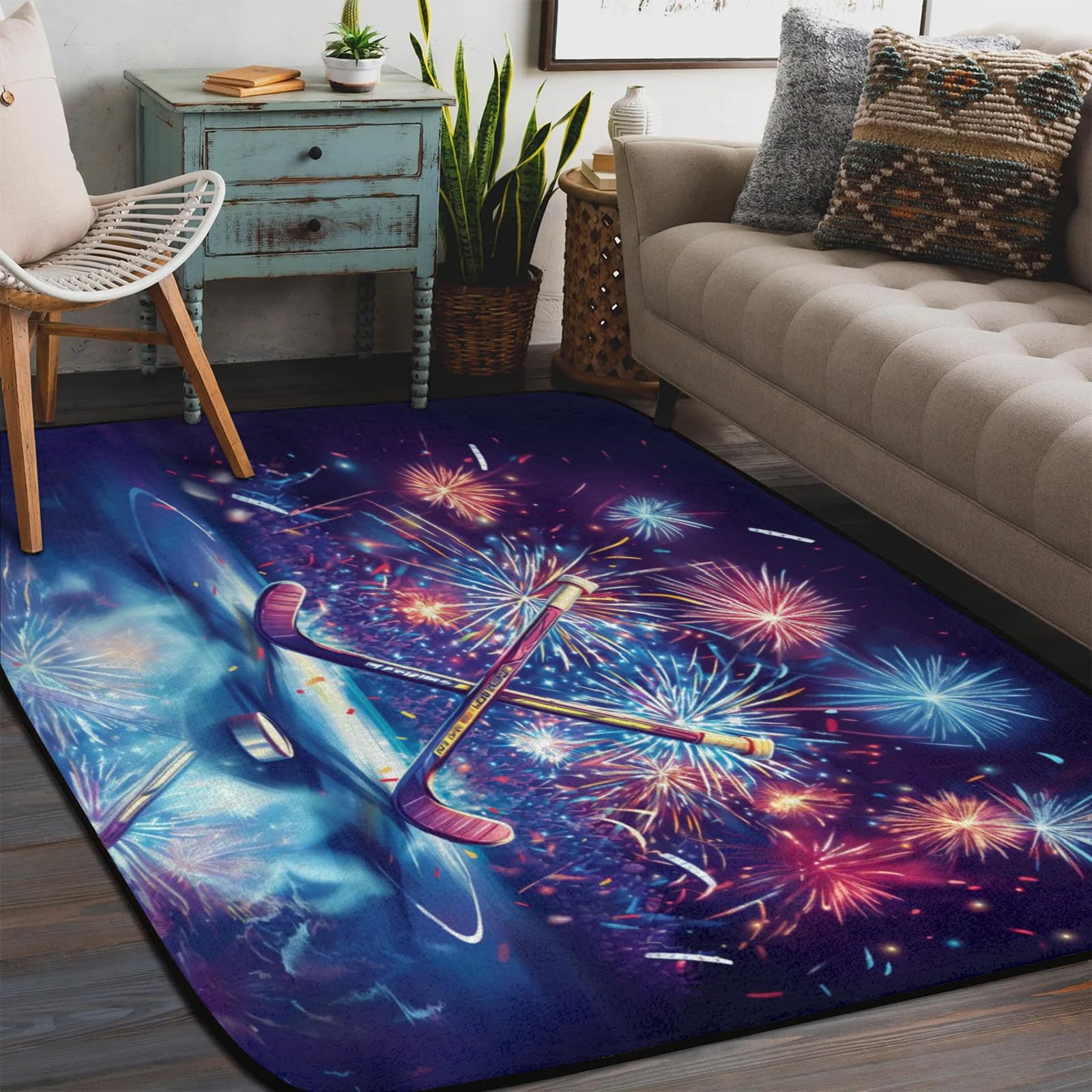 Tapis de sport de hockey pour salon chaleureux et soirées match en famille