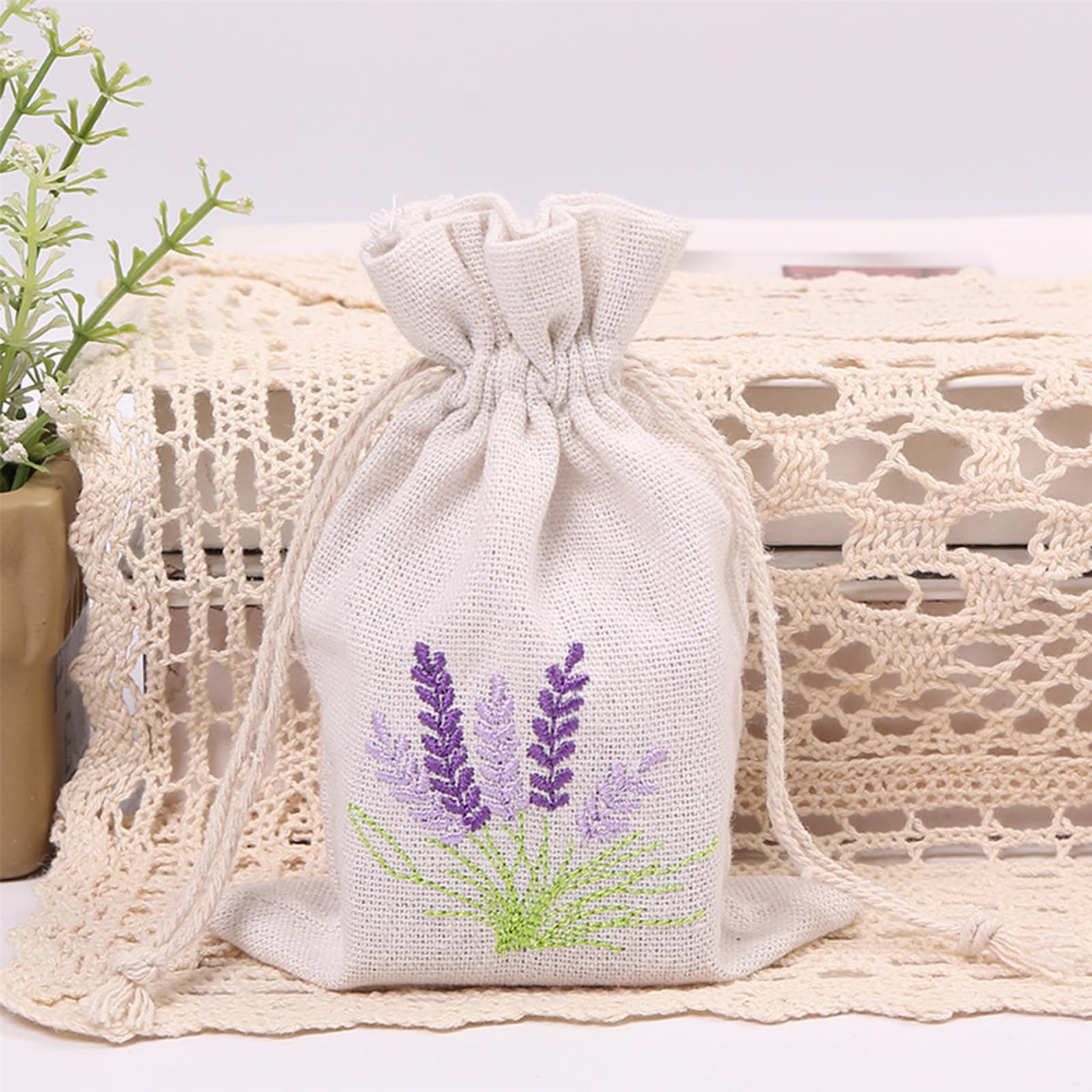 HapGlan Pack Of 10 Cotton And Linen Drawstring Bags Lavenders Bags For Jewelry Wedding Spices Storage