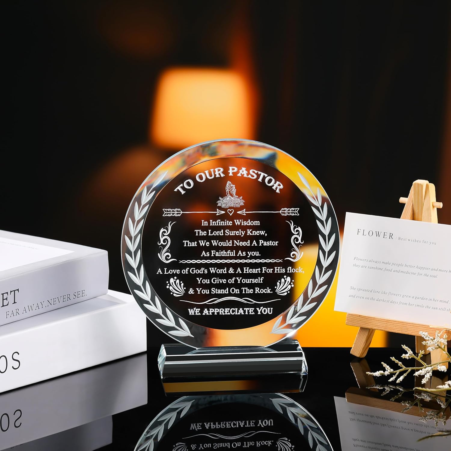 Pastor Appreciation Gifts For Men Women - Best Pastor Gift Crystal Plaque with Led Base For Pastors Home Office Decor Thank You Presents On Birthday Pastor'S Day Fathers Day Christmas - Image 5