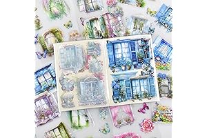 daputou Flower Stickers for Scrapbooking, 120 Transparent Scrapbook Stickers