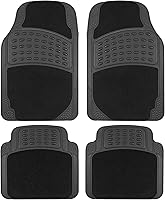 Vista 1 de BDK HybridMat - Alfombrillas de goma y alfombra para automóvil, juego de tapetes para asientos delanteros y traseros de forro interior para coche