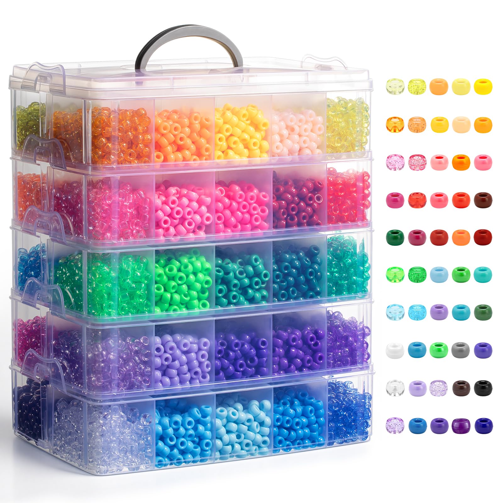 Amazon.com: Simetufy 14000Pcs Pony Beads Bulk, 50 Colors 6x9MM