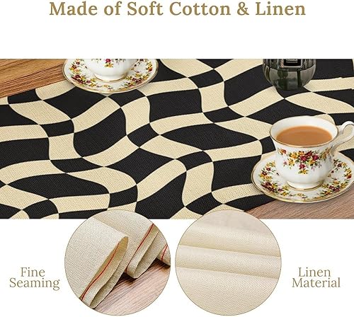 Miniatura 141 de Camino de mesa retro de los años 70, estilo vintage, abstracto, moderno, bohemio, espiral, espiral, ondas, granja, cena, camino para el hogar,