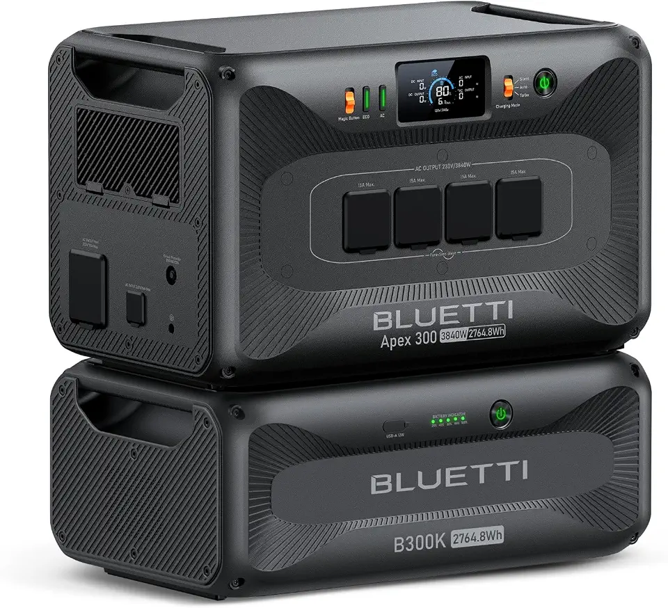 BLUETTI Solar Generator Apex 300 & B300K, 5529.6Wh LFP Battery Backup with 6 3840W AC Outlets (7680W Surge), Modular Power for Home, RV and Emergencies