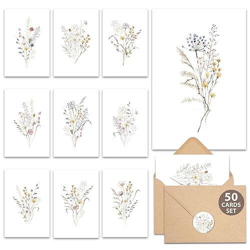 AUDREE 50 Set Blank Cards and Envelopes 3.5x5 - Watercolor