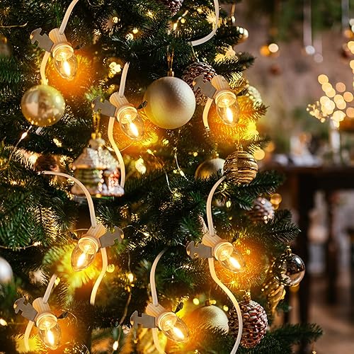 Miniatura 5 de Luces de pueblo de Navidad con 4 bombillas LED de color blanco cálido, decoración para casas de pueblo de Navidad, cable de luz C7